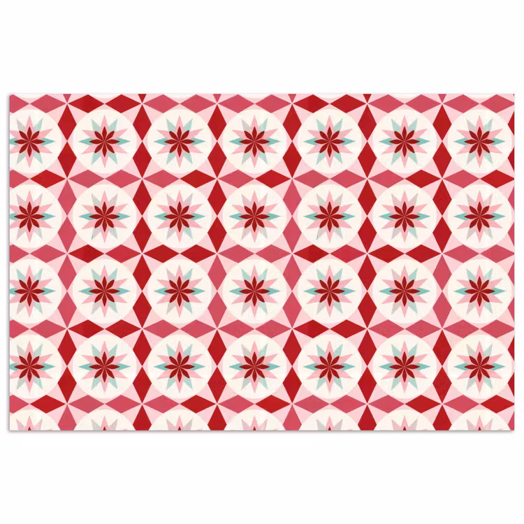 Poster - Tegelpatroon - Sterren - Retro - Roze - Mintgroen — 1