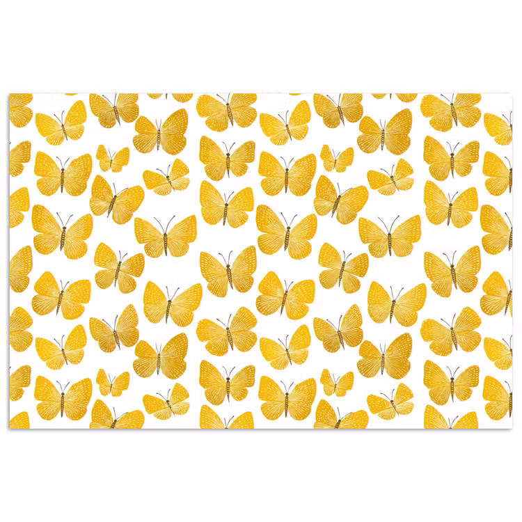 Poster - Vlinders - Botanisch - Illustratie - Geel - Wit — 1