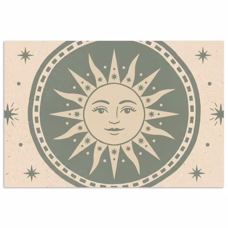 Poster - Zon - Sterren - Astrologie - Vintage - Groen — 1