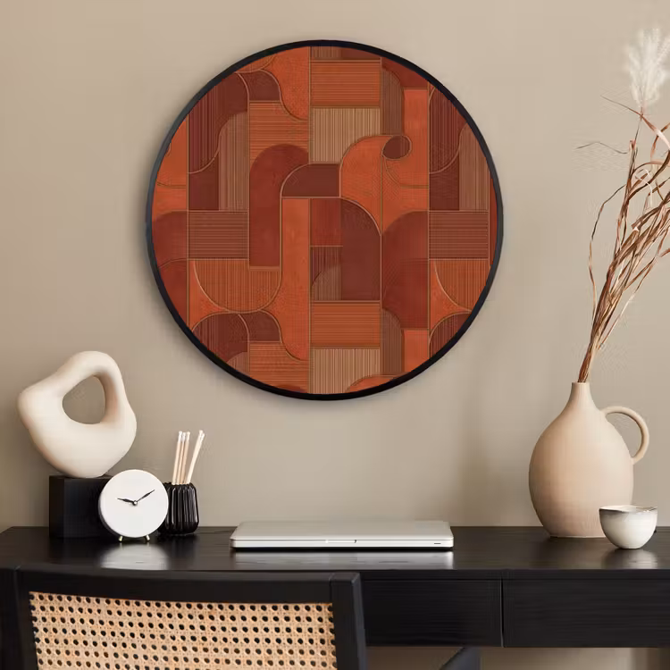 Ronde fotolijst - Geometrisch - Abstract - Textuur - Bruin — 2