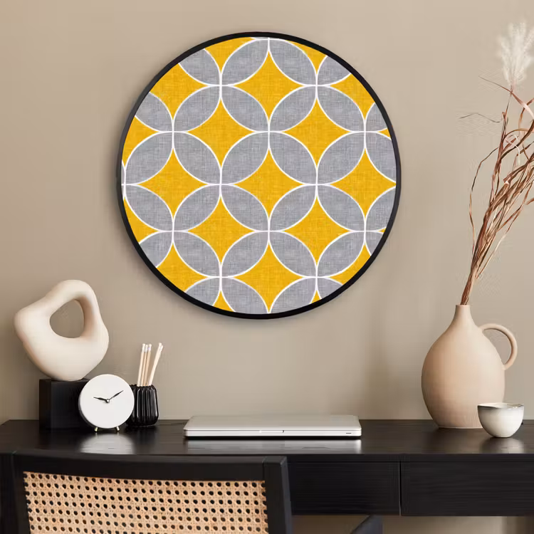 Ronde fotolijst - Geometrisch - Cirkels - Textuur - Grijs - Geel — 2