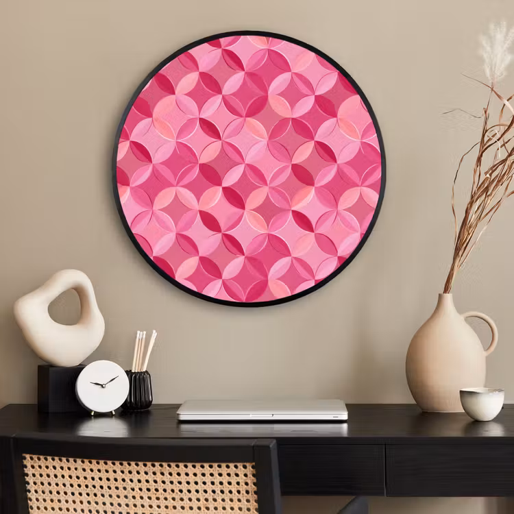 Ronde fotolijst - Geometrisch - Mozaïek - Modern - Roze — 2