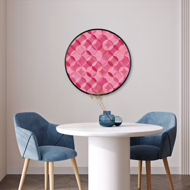 Ronde fotolijst - Geometrisch - Mozaïek - Modern - Roze — 3
