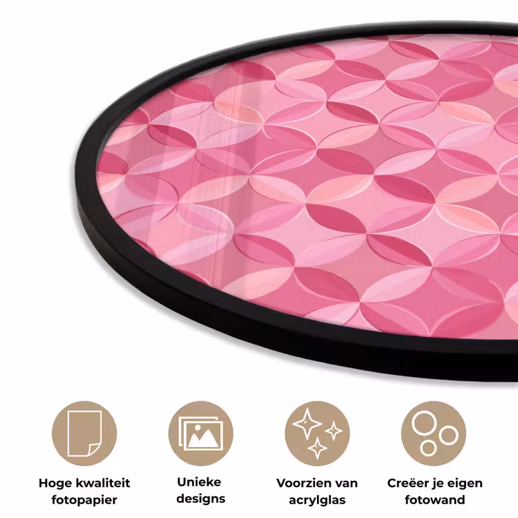 Ronde fotolijst - Geometrisch - Mozaïek - Modern - Roze — 5