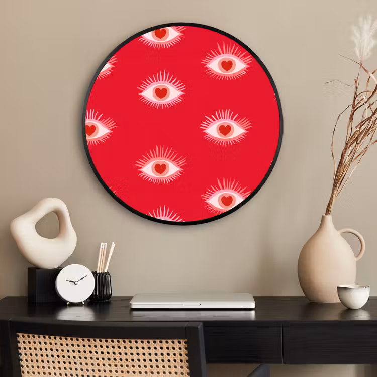 Ronde fotolijst - Ogen - Hart - Abstract - Rood - Roze — 2