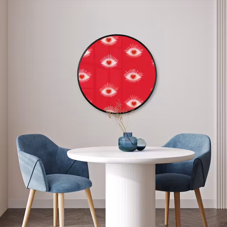 Ronde fotolijst - Ogen - Hart - Abstract - Rood - Roze — 3