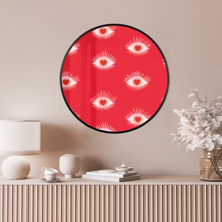 Ronde fotolijst - Ogen - Hart - Abstract - Rood - Roze — 4