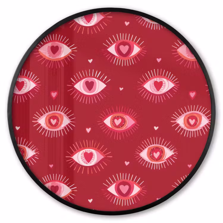 Ronde fotolijst - Ogen - Patroon - Roze - Donkerrood — 1