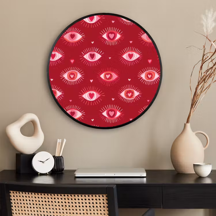 Ronde fotolijst - Ogen - Patroon - Roze - Donkerrood — 2