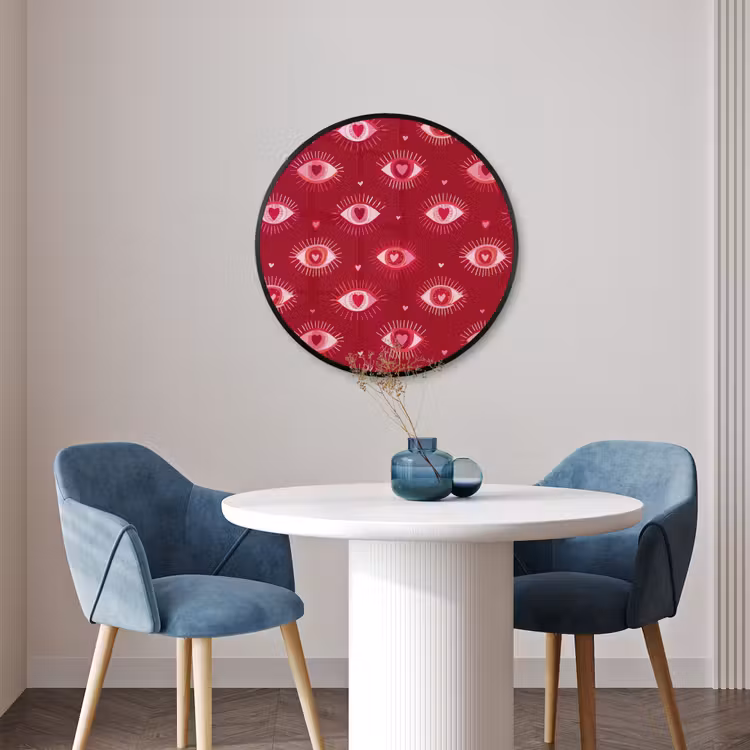 Ronde fotolijst - Ogen - Patroon - Roze - Donkerrood — 3