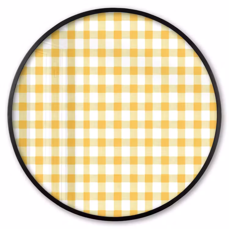 Ronde fotolijst - Ruit - Gingham - Klassiek - Geel en Wit — 1