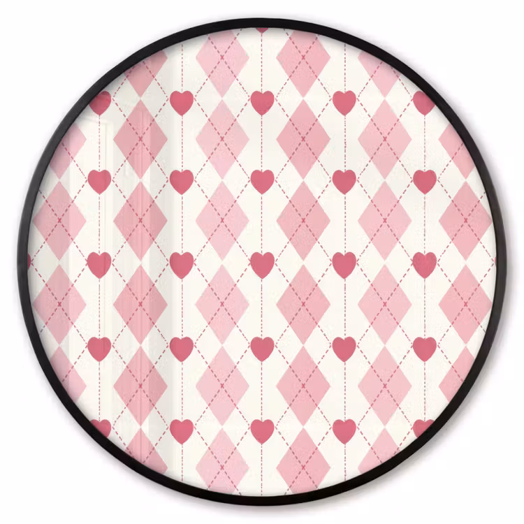 Ronde fotolijst - Ruiten - Klassiek - Roze - Wit — 1