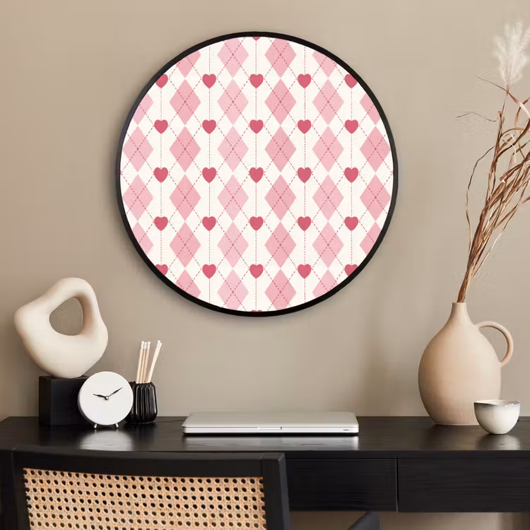 Ronde fotolijst - Ruiten - Klassiek - Roze - Wit — 2