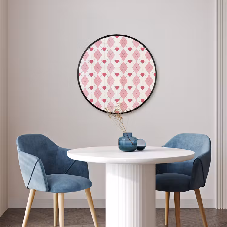 Ronde fotolijst - Ruiten - Klassiek - Roze - Wit — 3