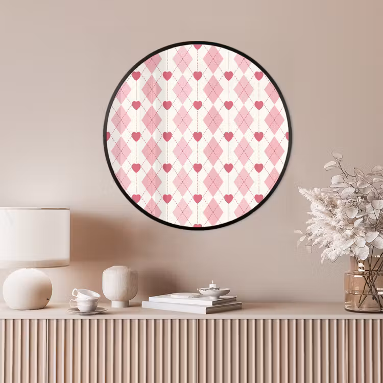Ronde fotolijst - Ruiten - Klassiek - Roze - Wit — 4
