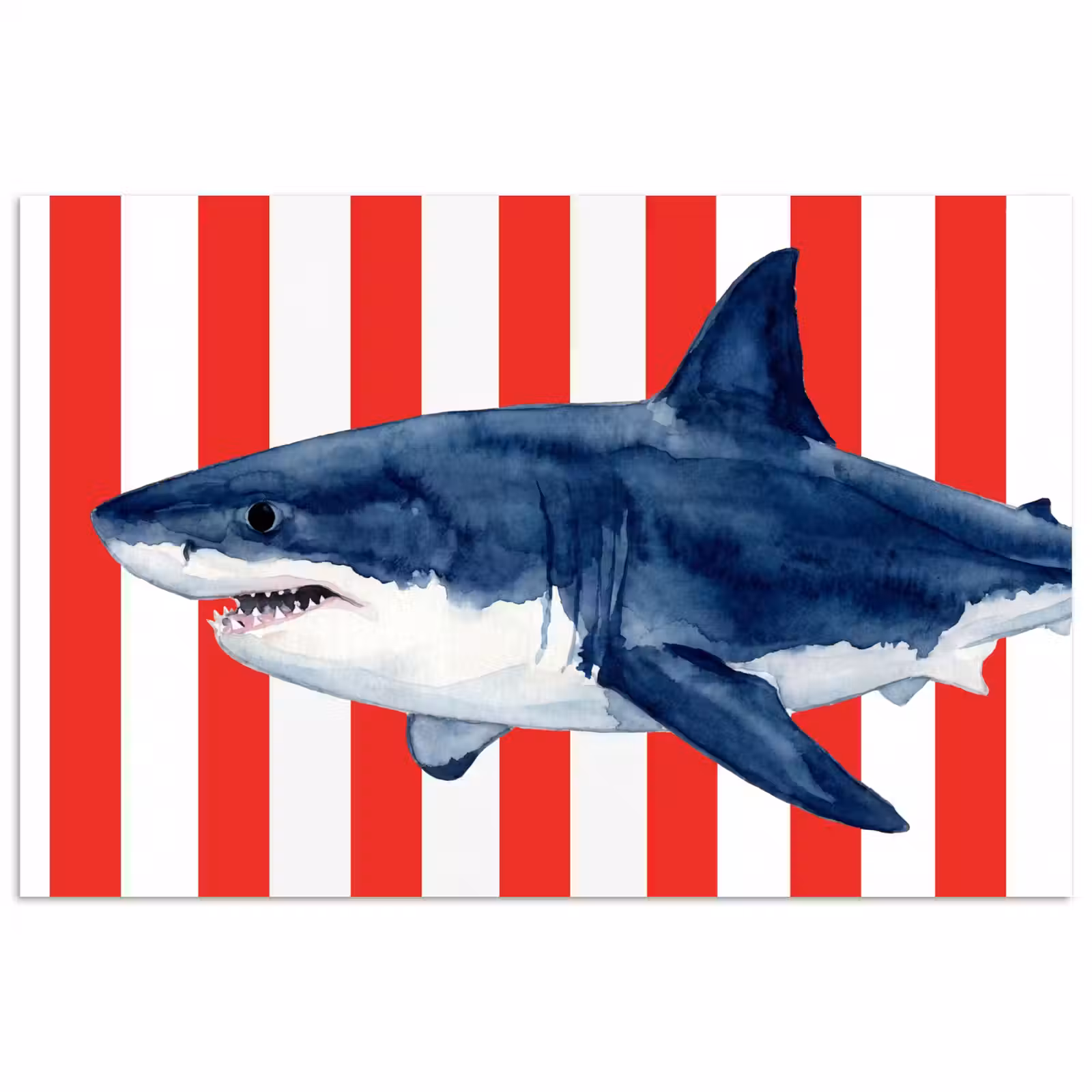 Poster - Vis - Haai - Zee - Illustratie - Blauw — 1