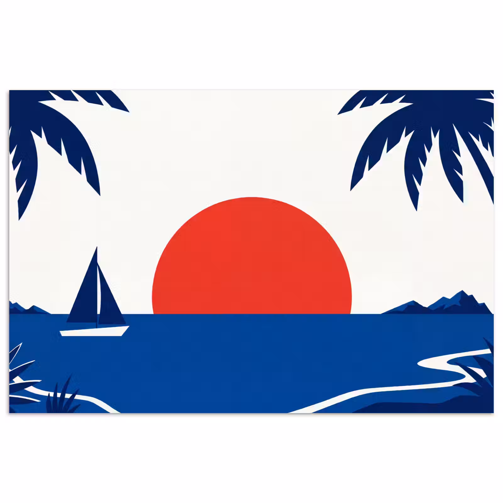Poster - Zonsondergang - Zee - Palmboom - Tropisch - Modern — 1