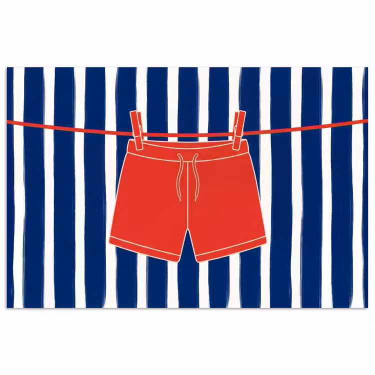 Poster - Shorts - Waslijn - Zomer - Illustratie - Rood — 1