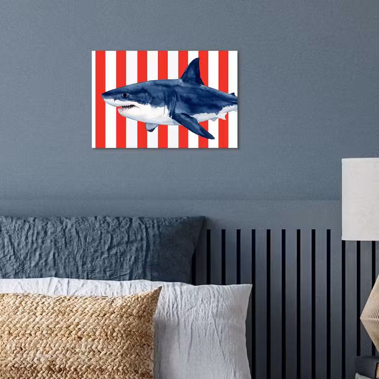 Poster - Vis - Haai - Zee - Illustratie - Blauw — 3