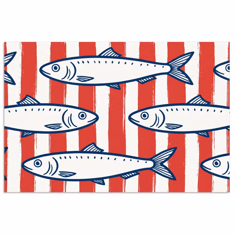 Poster - Vis - Patroon - Strepen - Illustratie - Rood — 1