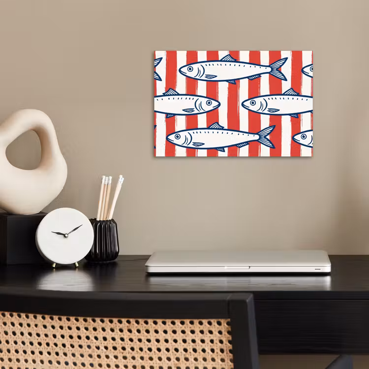 Poster - Vis - Patroon - Strepen - Illustratie - Rood — 2