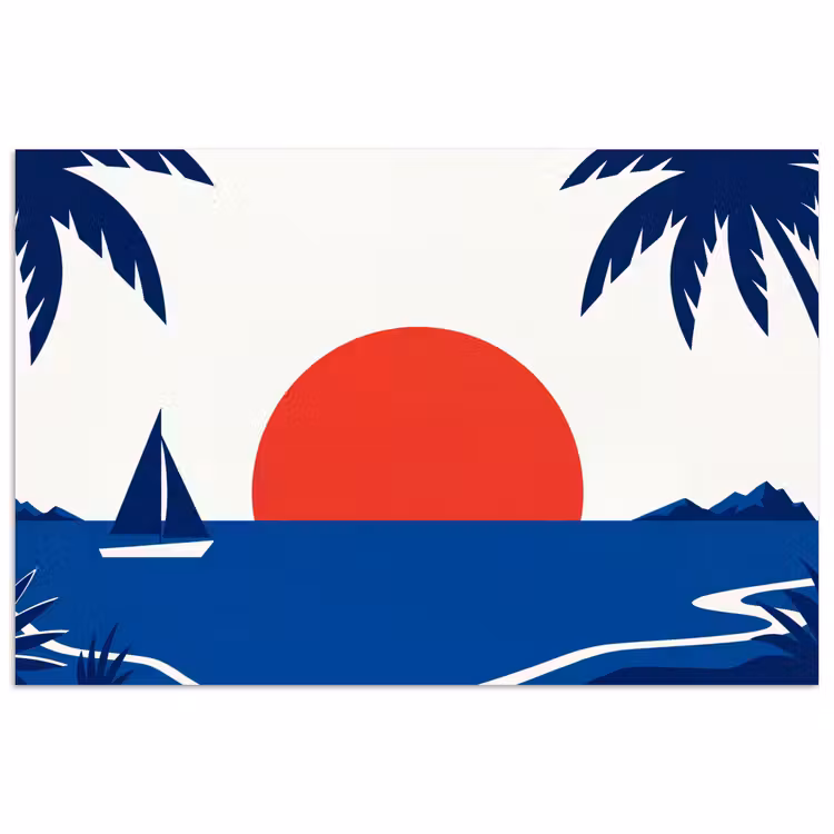 Poster - Zonsondergang - Zee - Palmboom - Tropisch - Modern — 1