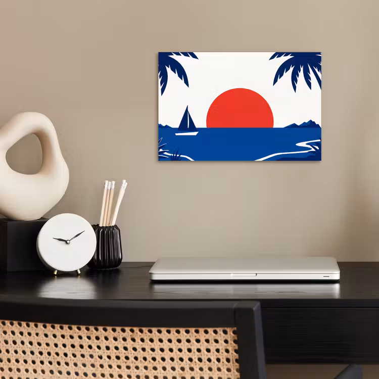 Poster - Zonsondergang - Zee - Palmboom - Tropisch - Modern — 2