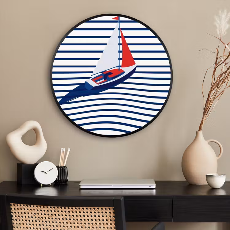 Ronde fotolijst - Boot - Water - Abstract - Blauw — 2