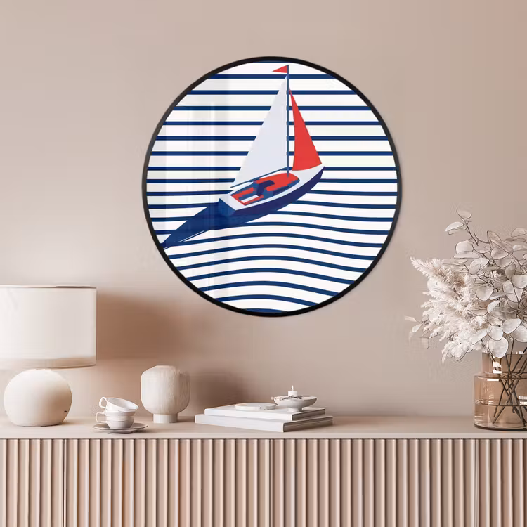 Ronde fotolijst - Boot - Water - Abstract - Blauw — 4