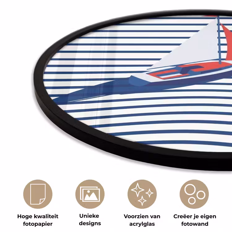 Ronde fotolijst - Boot - Water - Abstract - Blauw — 5