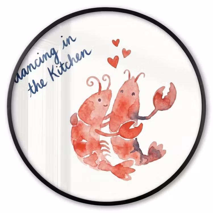 Ronde fotolijst - Dier - Dans - Liefde - Waterverf - Rood — 1