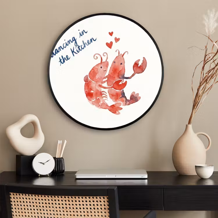 Ronde fotolijst - Dier - Dans - Liefde - Waterverf - Rood — 2