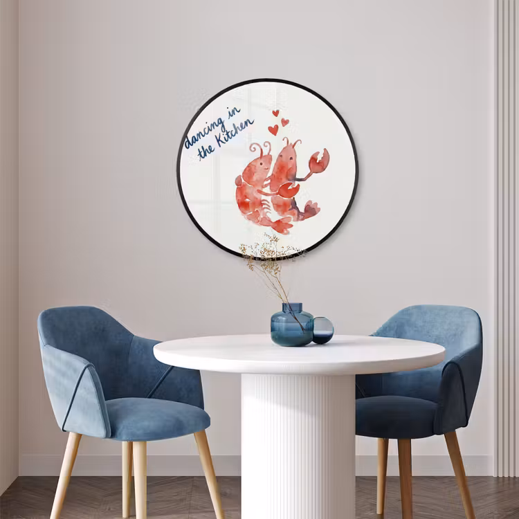 Ronde fotolijst - Dier - Dans - Liefde - Waterverf - Rood — 3