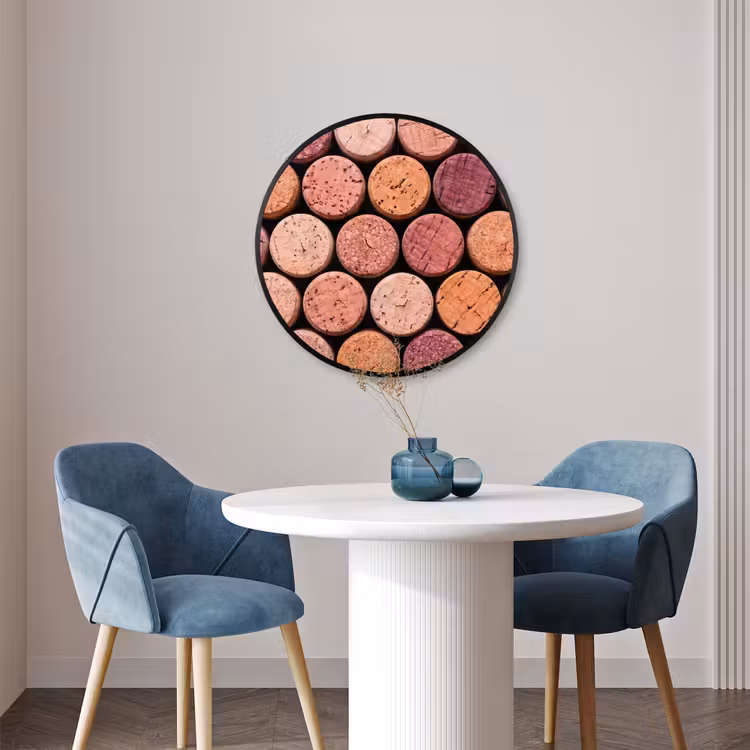 Ronde fotolijst - Kurk - Patroon - Abstract - Modern - Rood — 3