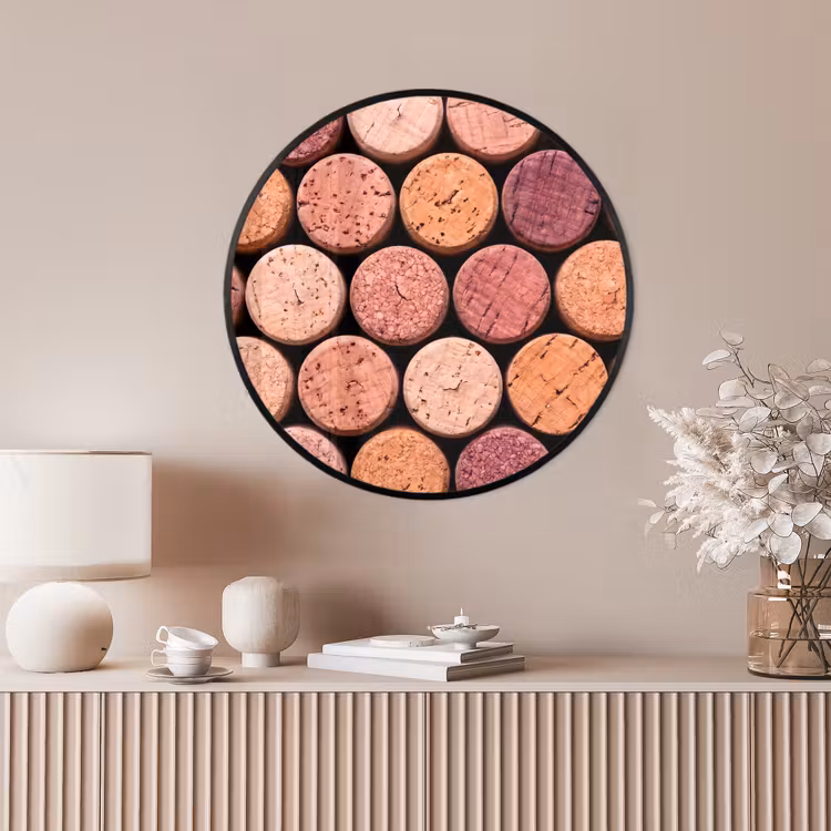 Ronde fotolijst - Kurk - Patroon - Abstract - Modern - Rood — 4