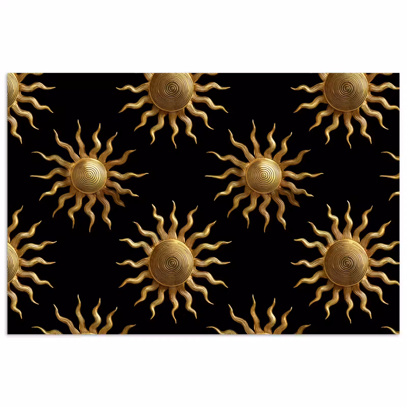 Poster - Zon - Patroon - Luxe - Goud - Zwart — 1