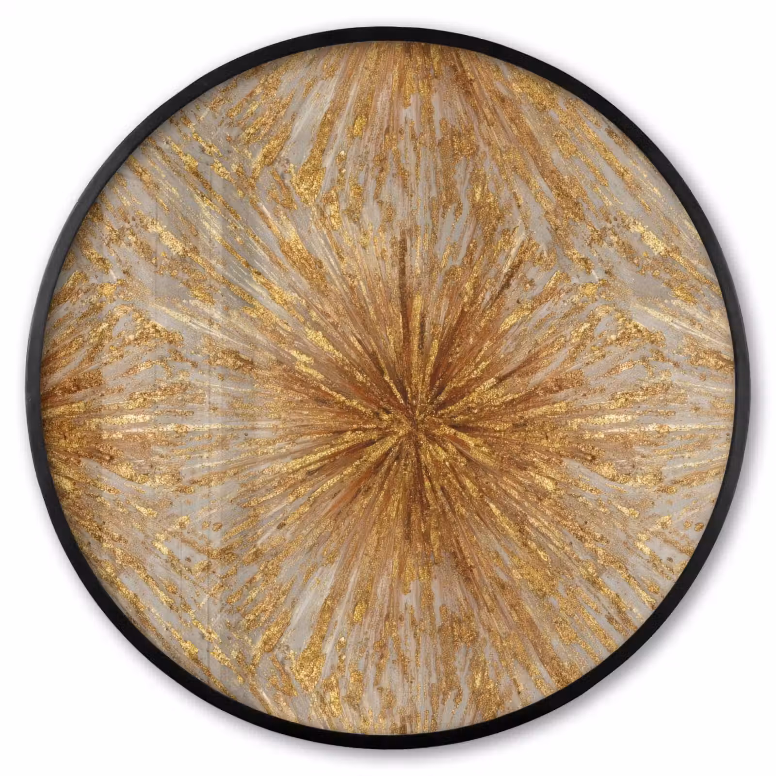 Ronde fotolijst - Explosie - Abstract - Goud - Wit — 1
