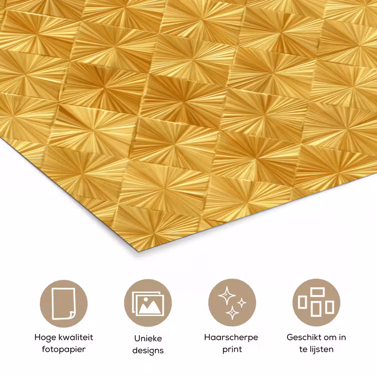 Poster - Tegels - Geometrisch - Reliëf - Goud — 5