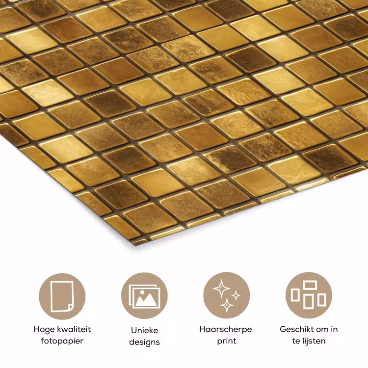 Poster - Tegels - Mozaïek - Luxe - Warm Goud — 5