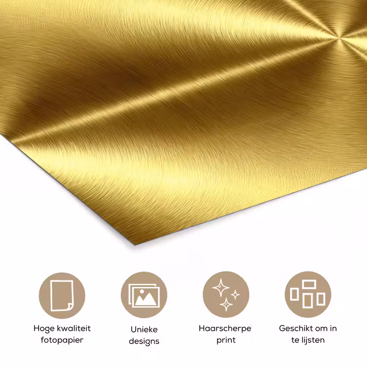 Poster - Textuur - Geborsteld Goud - Industrieel - Metallic — 5
