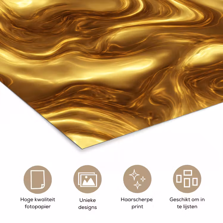 Poster - Textuur - Vloeibaar - Organisch - Goud — 5