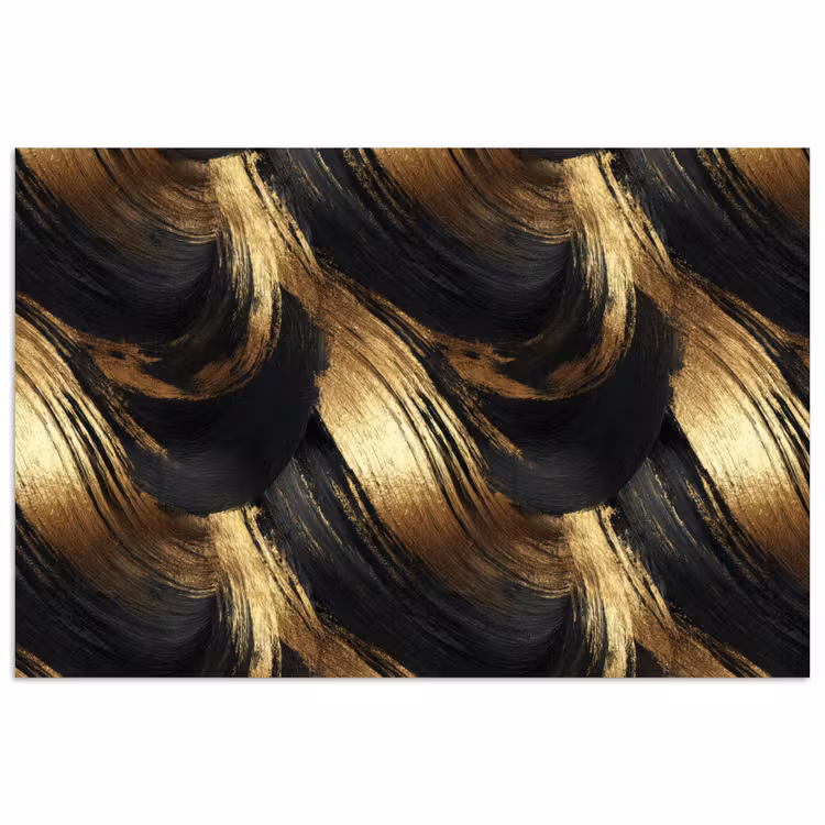 Poster - Verfstreken - Abstract - Goud - Zwart — 1