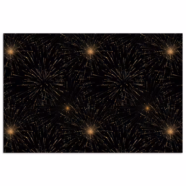 Poster - Vuurwerk - Patroon - Feestelijk - Goud - Zwart — 1