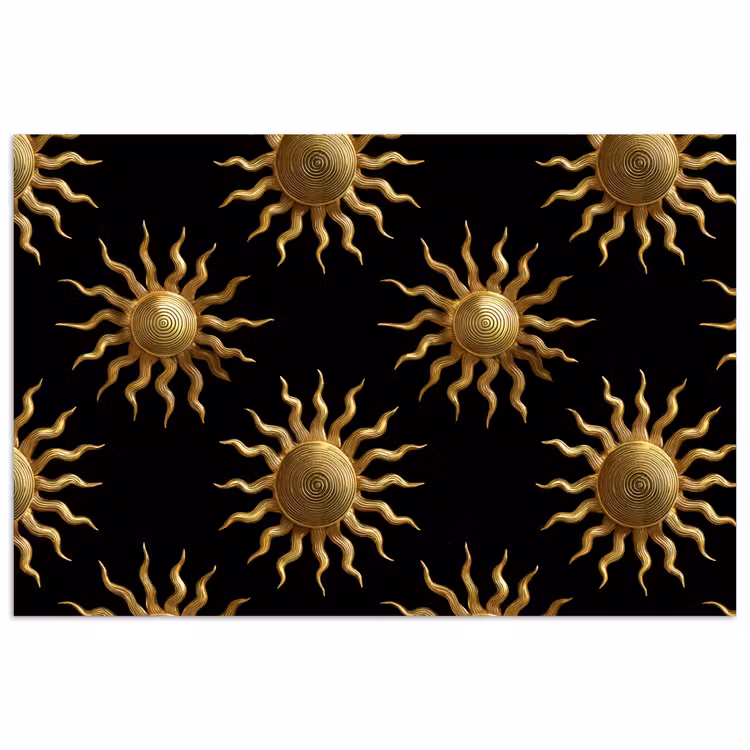 Poster - Zon - Patroon - Luxe - Goud - Zwart — 1