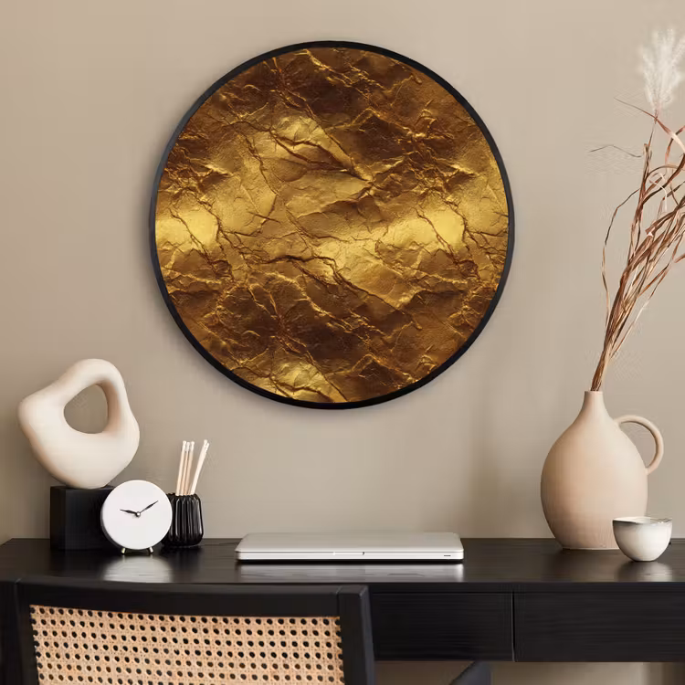 Ronde fotolijst - Bladgoud - Textuur - Goud — 2