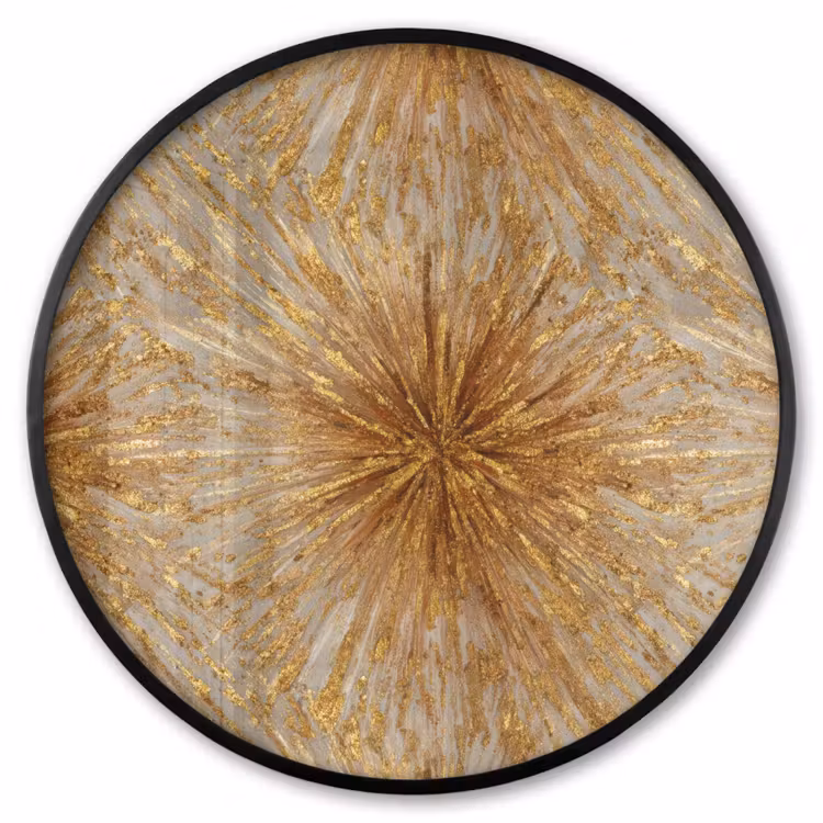 Ronde fotolijst - Explosie - Abstract - Goud - Wit — 1