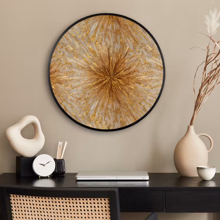 Ronde fotolijst - Explosie - Abstract - Goud - Wit — 2