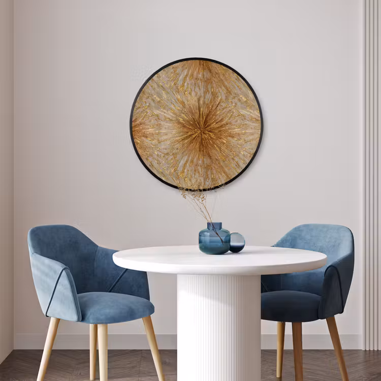Ronde fotolijst - Explosie - Abstract - Goud - Wit — 3