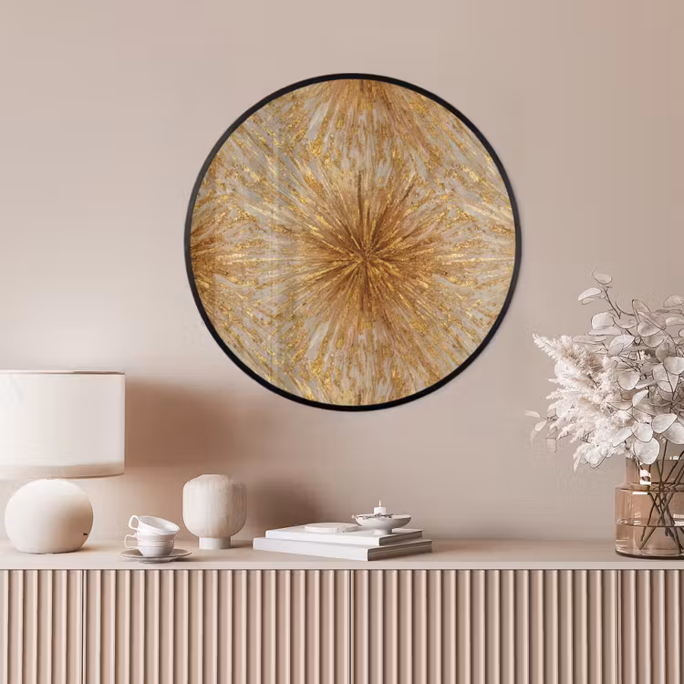 Ronde fotolijst - Explosie - Abstract - Goud - Wit — 4