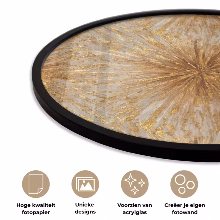 Ronde fotolijst - Explosie - Abstract - Goud - Wit — 5